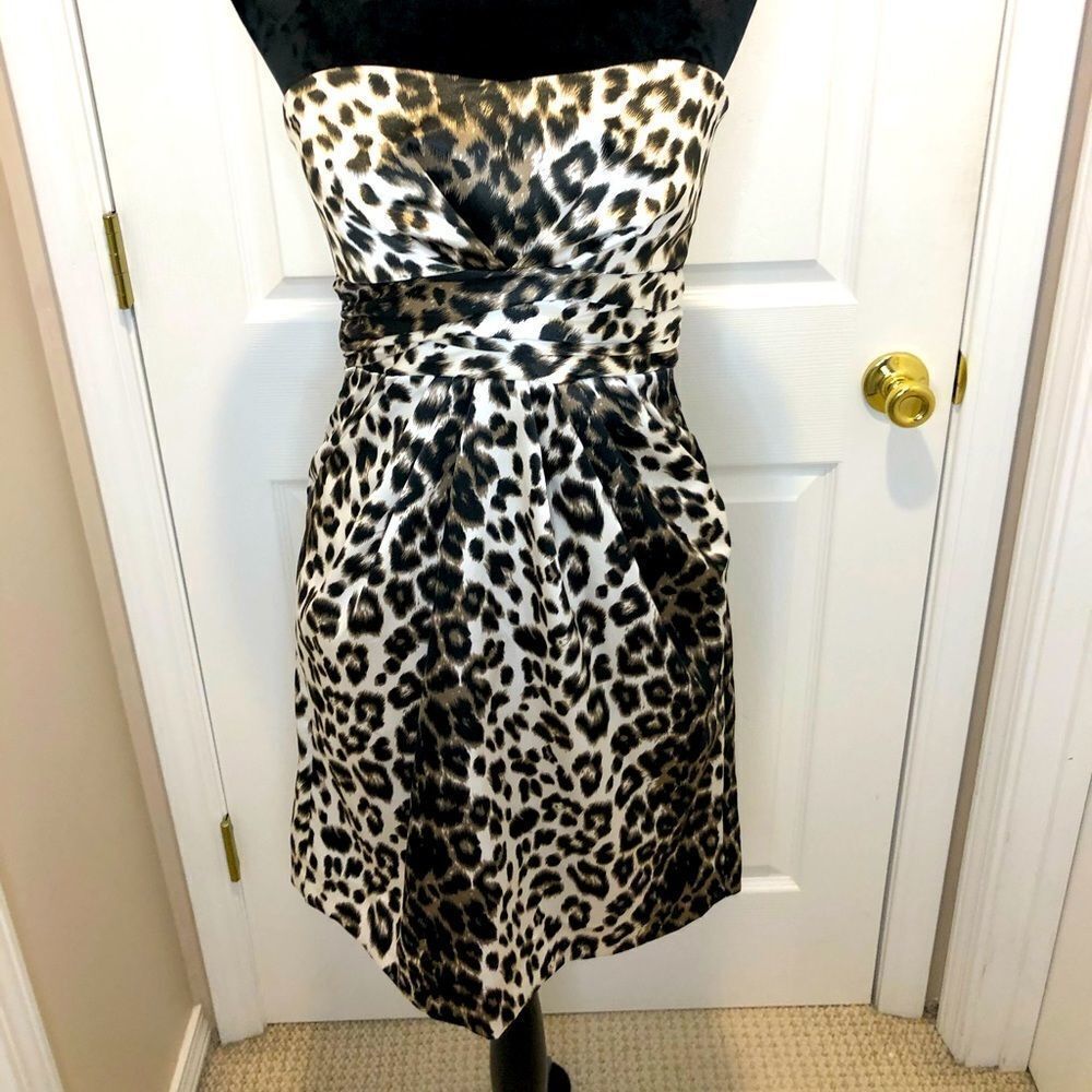 Tweeze Me strapless animal print dress w/ pockets